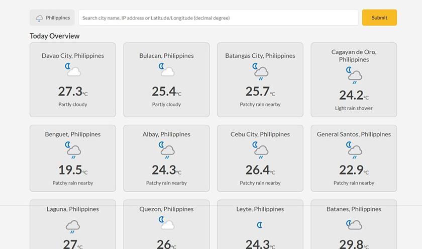 Weather React Web App portfolio thumbnail